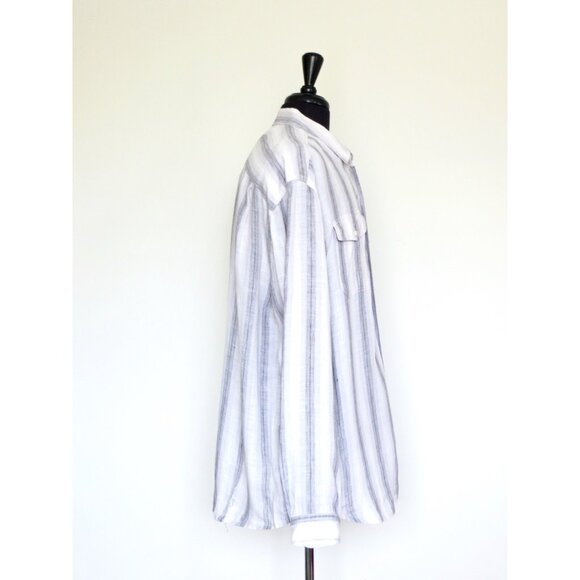 NEW! Tommy Bahama Relax 100% Linen Button Front Shirt Striped Gray White XXL - Picture 4 of 6